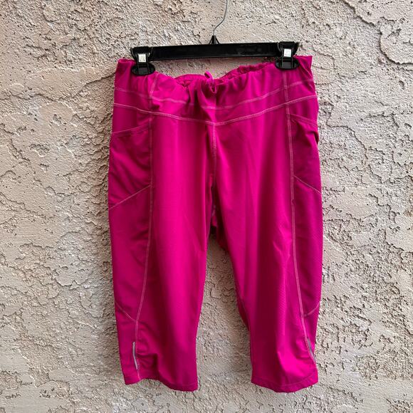 ATHLETA Dobby Be Free Knicker Capri Legging Hot Pink Size Womens XL - Picture 1 of 4